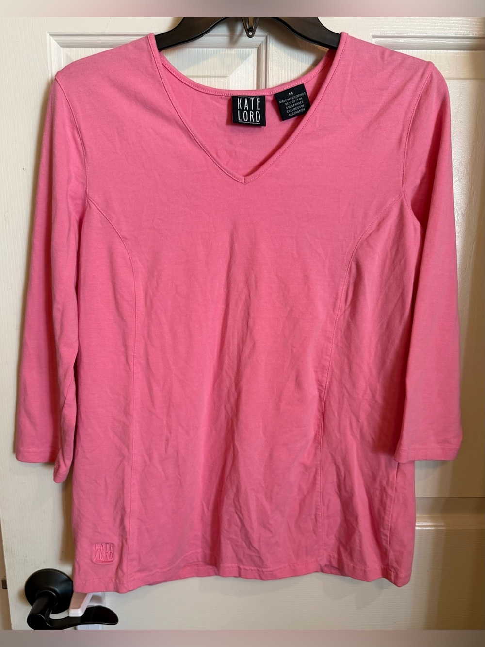 Kate Lord Pink V-Neck Long Sleeve Tee